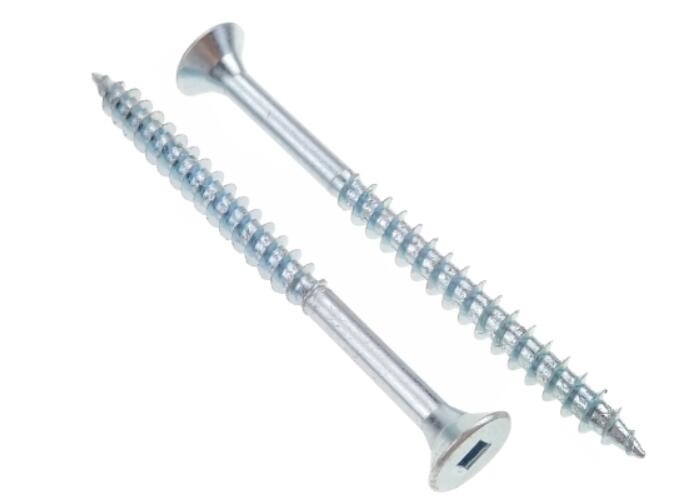 Carbon Steel Robertson Square Drive Flat Head Screws Silver Zinc Plated 4.8 X 63 mm