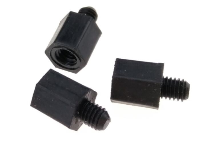 M3 Black Plastic Spacer Washers Male / Female Thread Hex Spacers Standoffs